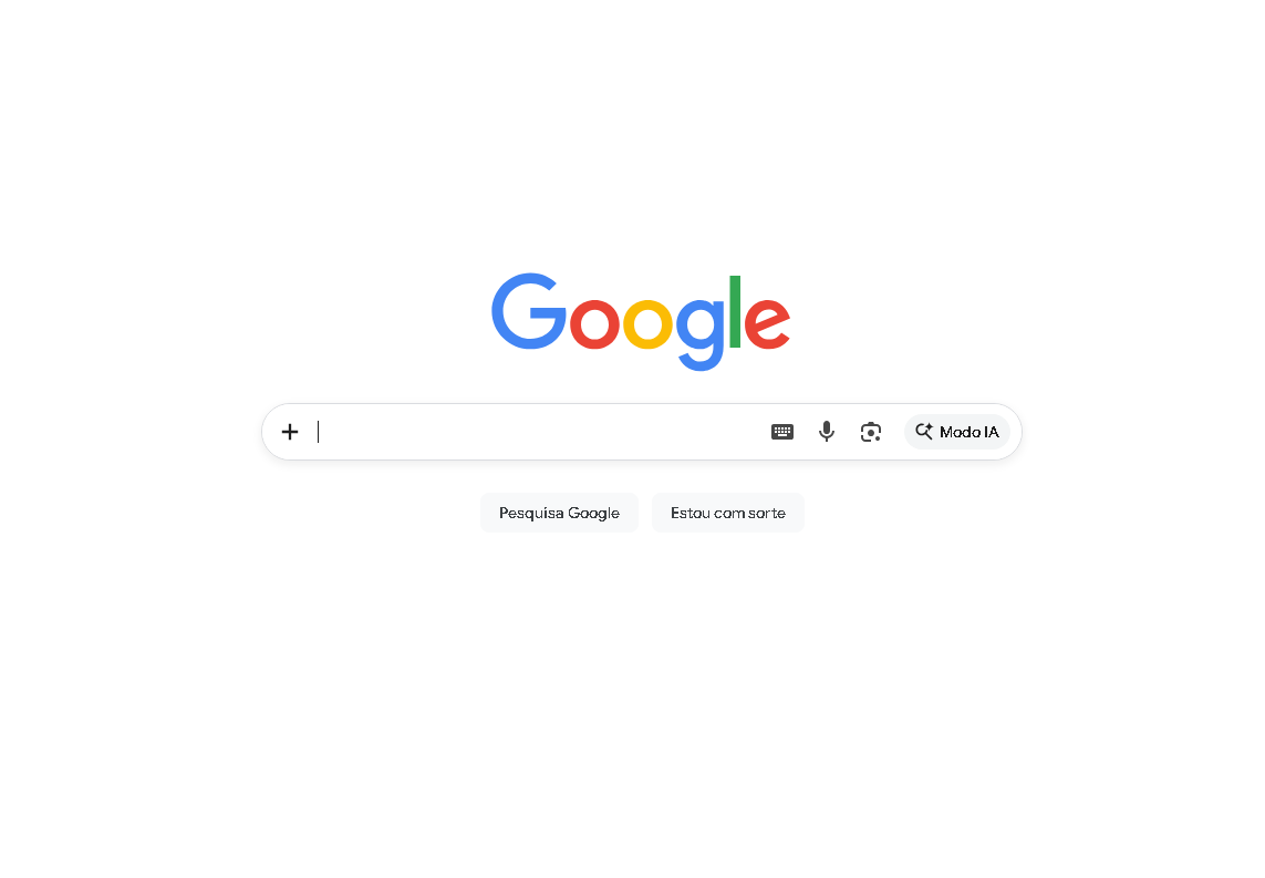 Página inicial de busca do Google, ilustrando a principal ferramenta para gerar tráfego orgânico qualificado ao definir suas fontes de tráfego como afiliado.